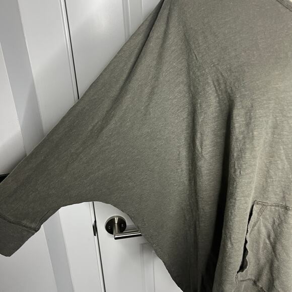 Eileen Fisher Women Top Size L Olive Hemp Organic Cotton Hoodie Oversized Dolman - Picture 4 of 7